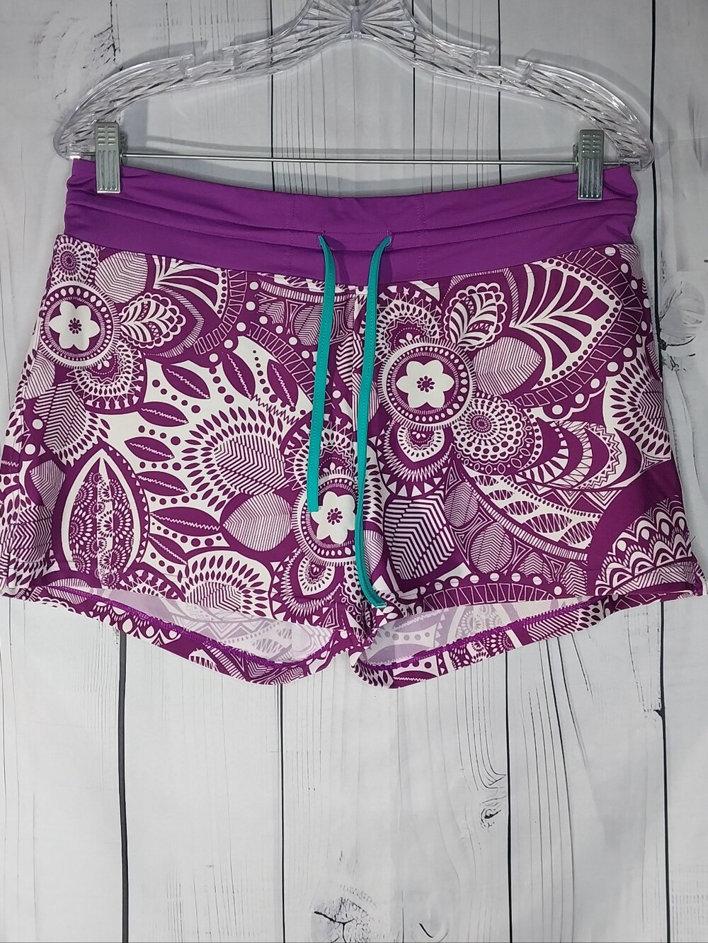 Athleta Purple Floral Print Athletic Casual Surf Board Shorts